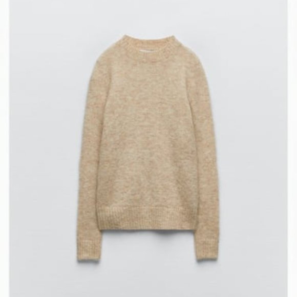 NWT ZARA ALPACA AND WOOL BASIC SWEATER TAUPE BROWN - REF. 5755/134 S - Picture 1 of 6